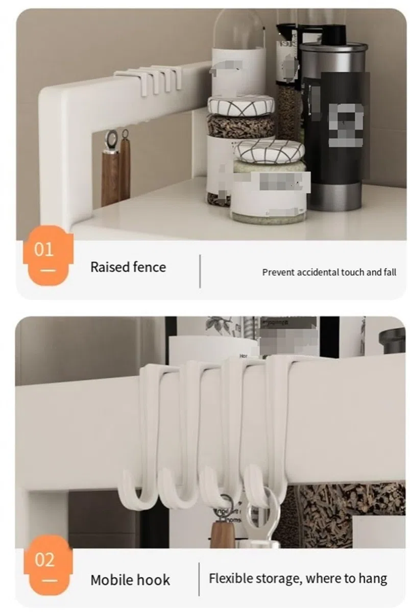 Meuble de rangement de cuisine à roulettes à 6 niveaux avec porte rabattable – En métal pour cafetières à micro-ondes, casseroles et poêles – Buffet peu encombrant (noir, 100 cm)