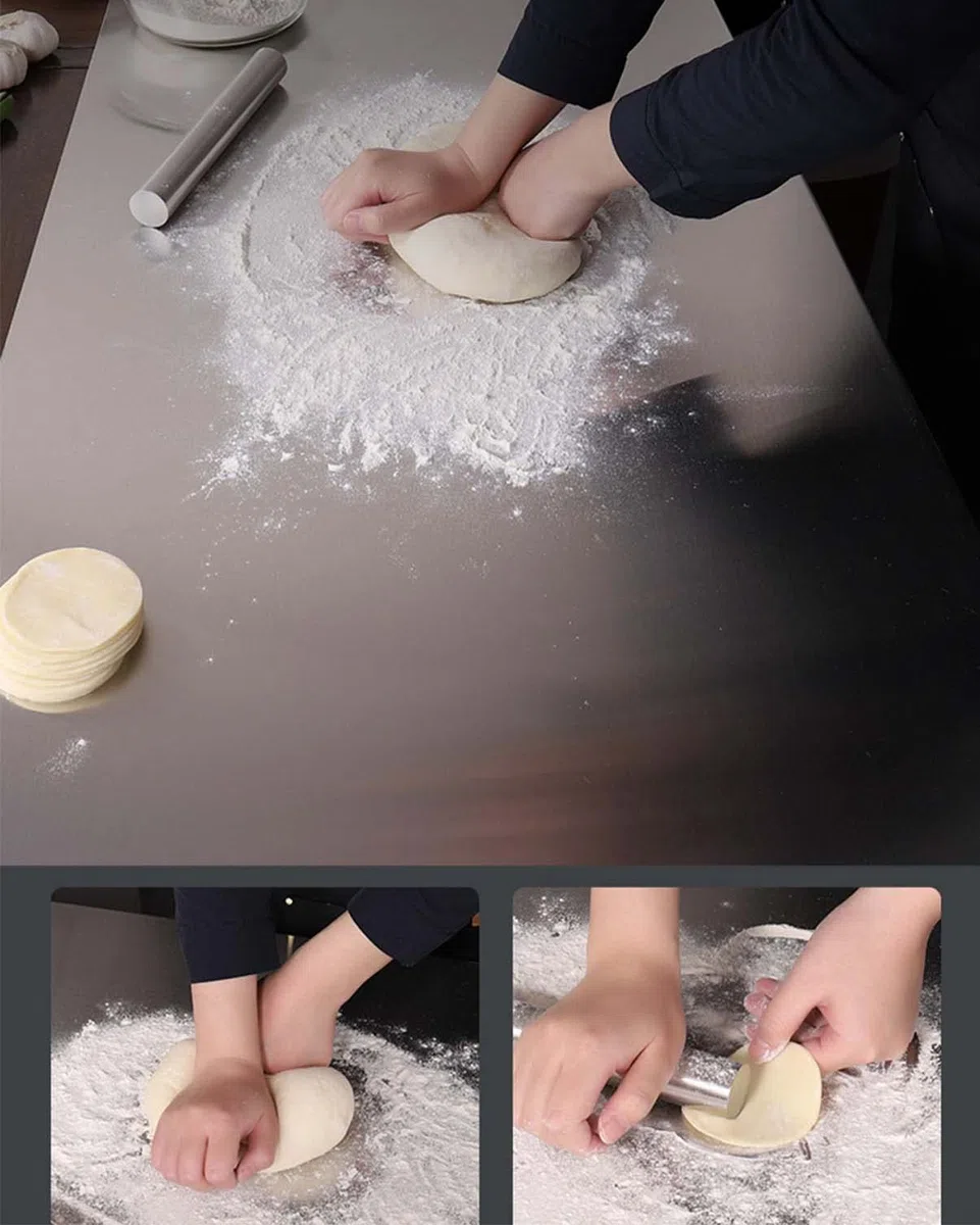 Planche à découper en Acier Inoxydable pour la Cuisine, Grande Planche à découper en Paille de blé pour Viande, légumes, Pain et pâtisserie, Tapis de découpe 22,8 x 40 Pouces (58 x 100 cm),