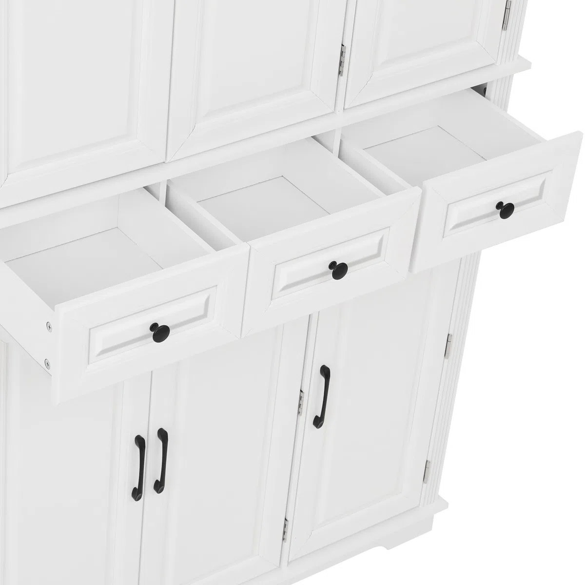 Armoire de rangement autoportante en bois avec 3 plateaux coulissants, 3 tiroirs et 6 étagères réglables pour cuisine et salle à manger 183 cm de haut