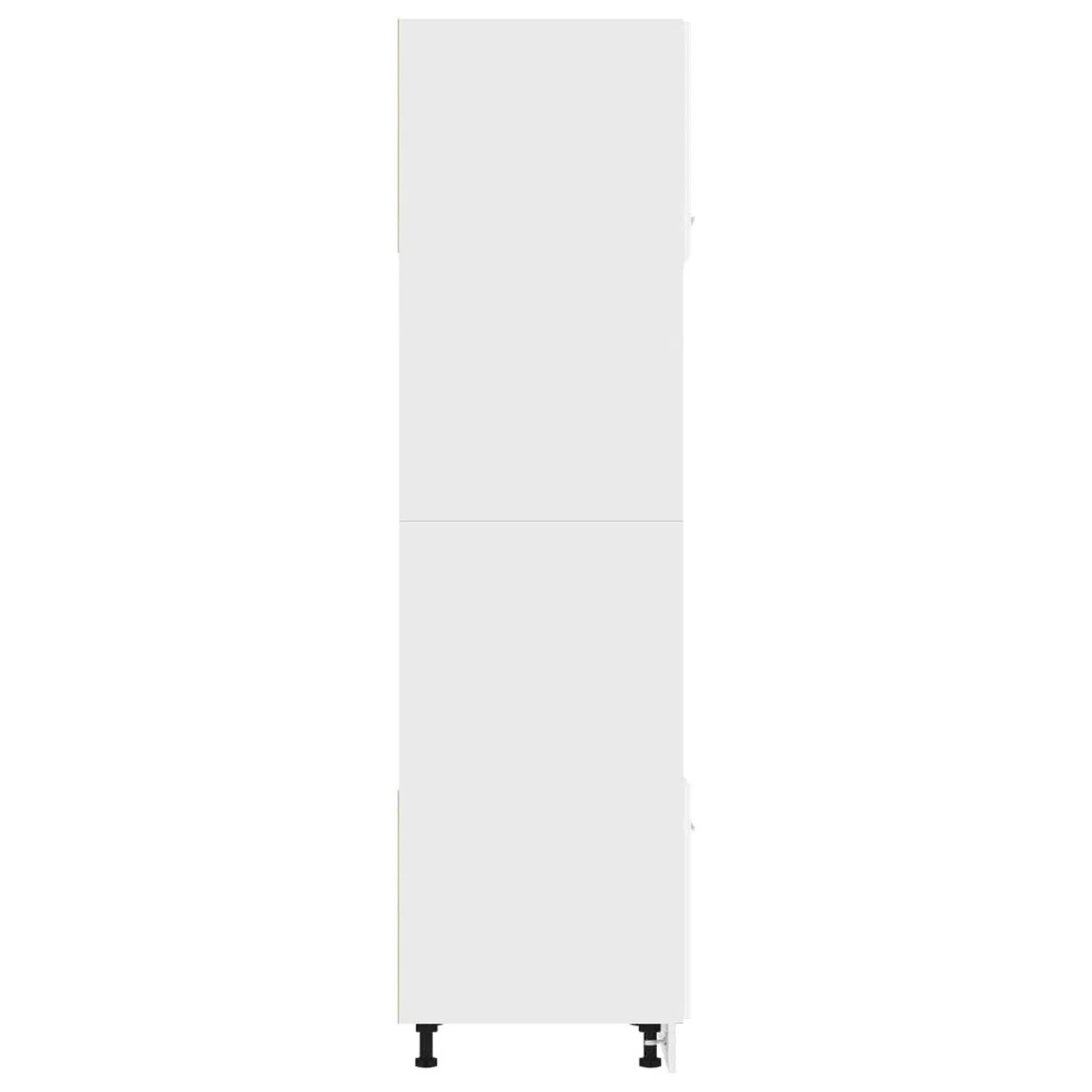 Armoire à Micro-Ondes Blanc 60x57x207 cm Aggloméré Meuble Four Et Micro Ondes,Olonne Four Encastrable
