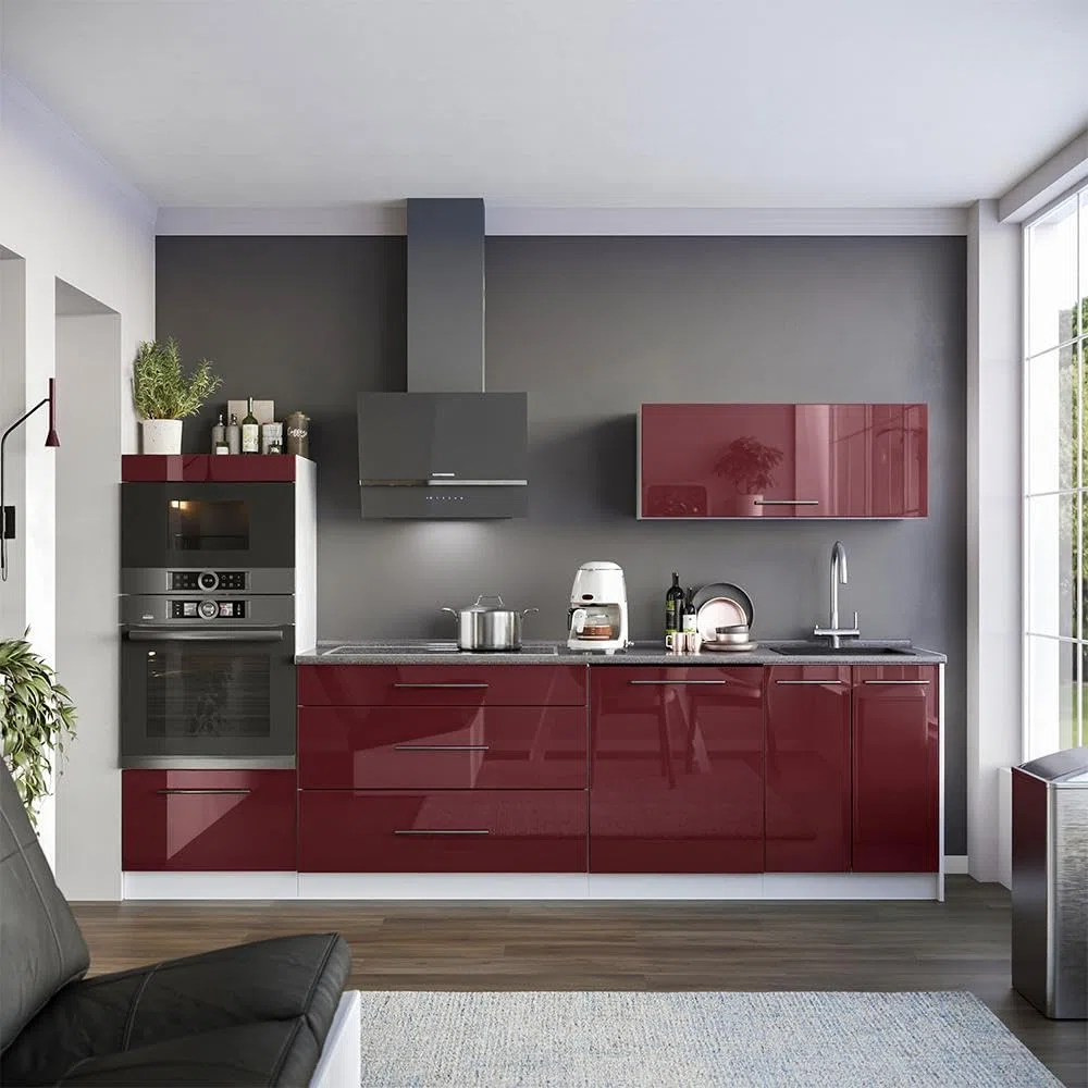 Vicco Meuble Cuisine Fame-Line, Bordeaux Brillant/Blanc, 100cm