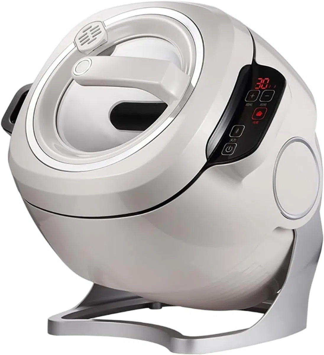 Machine De Cuisson Automatique, Machine à Riz Frit Au Wok De Cuisson De 6 L, Démarrage en Un Clic, Réglable à 3 Vitesses, Rotation Automatique à 360°, pour Sauté, Ragoût