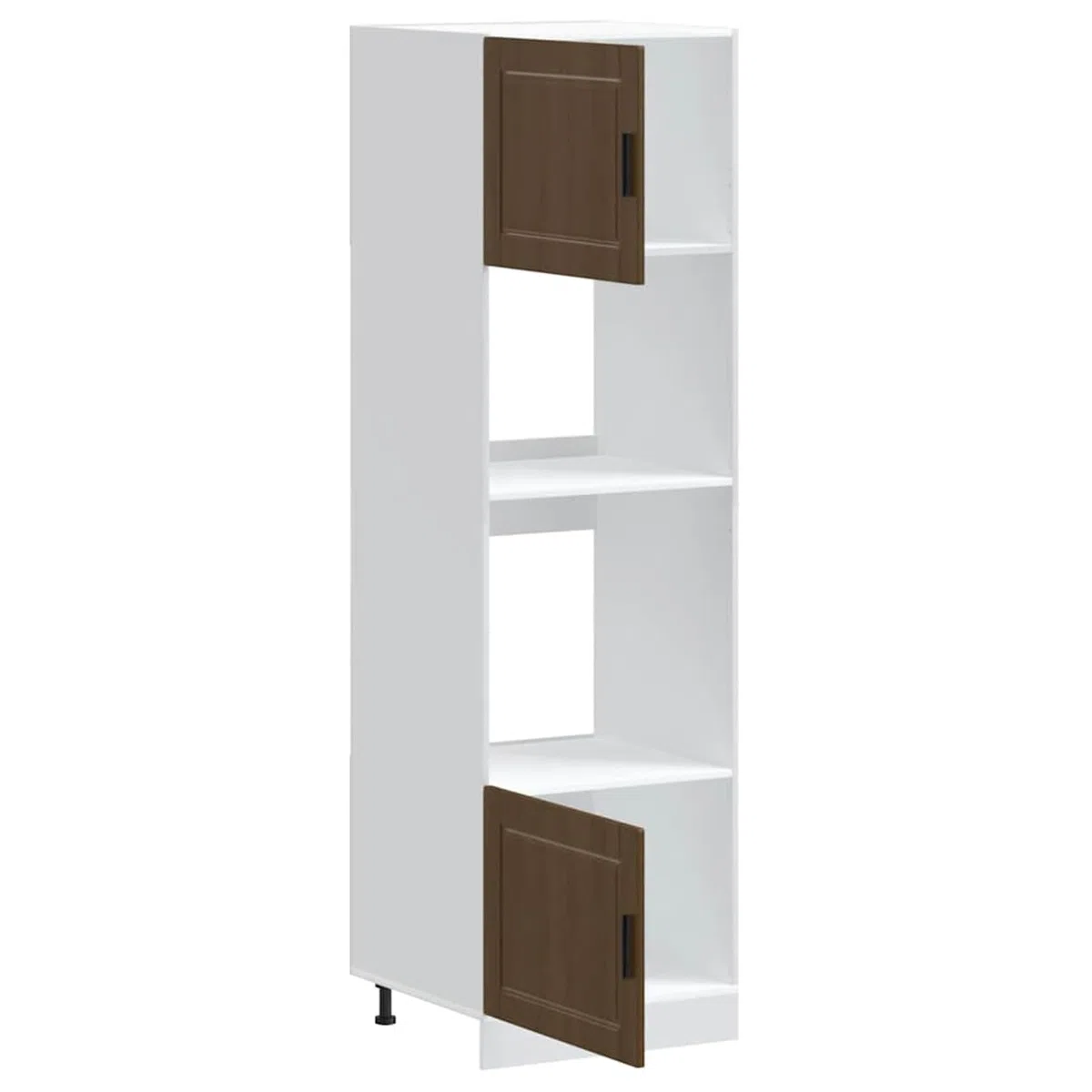 ATOMSTACK MAKER Lot de 2 armoires de cuisinière (60 x 57 x 207 cm, aspect chêne marron) – Pieds réglables, matériau en bois, pour cuisine encastrée, armoire de four et micro-ondes, peu encombrant et