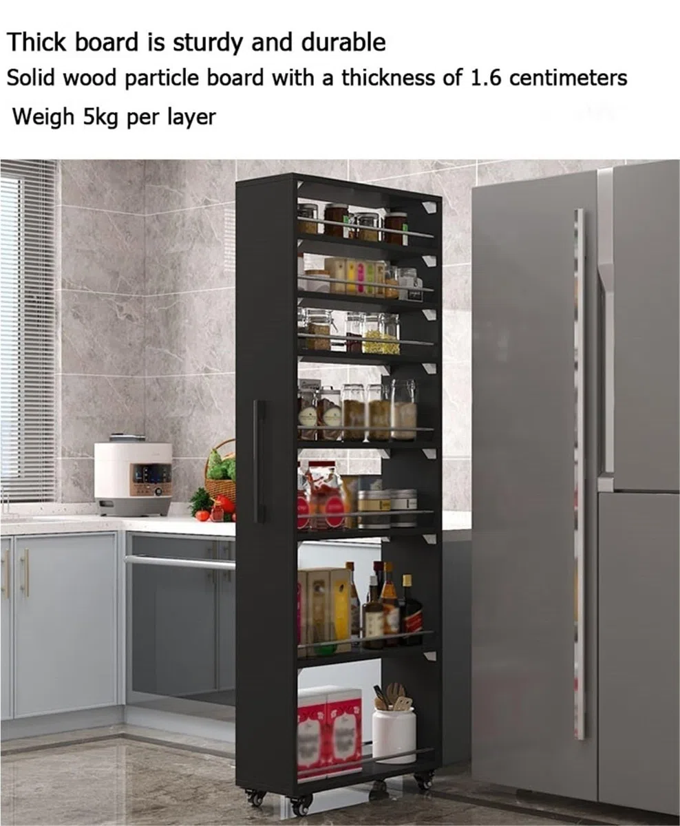 Étagère à épices fine à 7 niveaux avec roulettes – Chariot de rangement étroit de 15 cm pour cuisine – Étagères réglables pour garde-manger et restaurant – Solution de cuisine peu encombrante