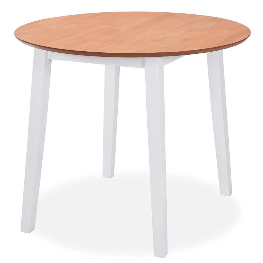 Makastle Ensemble Salle à Manger 3 pcs MDF et Hévéa Blanc