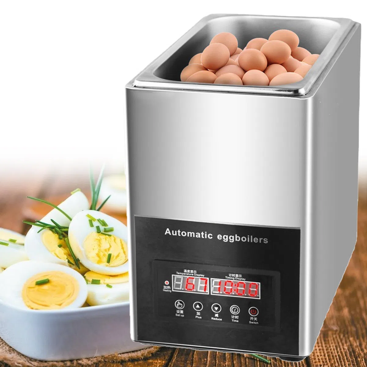 Cuiseur à œufs durs, cuiseur à œufs Professionnel, cuiseur à œufs de Source Chaude, cuiseur à œufs Rapide en Acier Inoxydable 50 œufs avec arrêt Automatique, minuterie de 0 à 99 Minutes