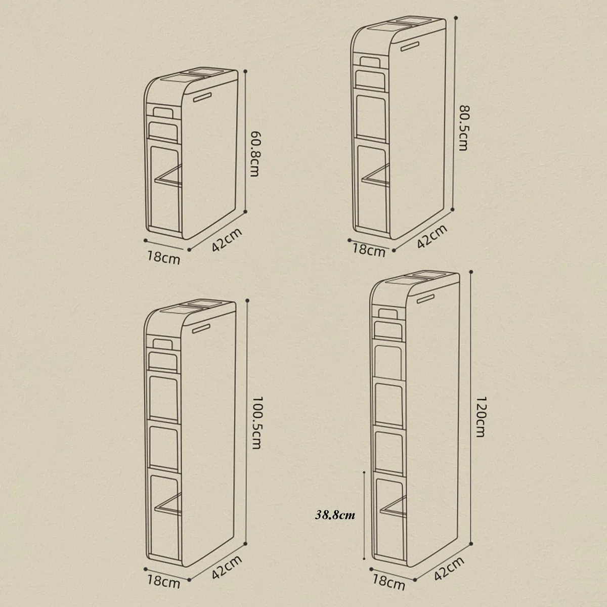 Meuble de rangement étroit autonome avec portes et roulettes, grand organisateur pour cuisine, couloir, salon, chambre à coucher, toilettes, buanderie – Design blanc élégant