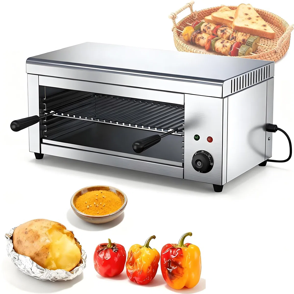 Four Salamandre Électrique 2000 W, Thermostatique, Acier Inoxydable