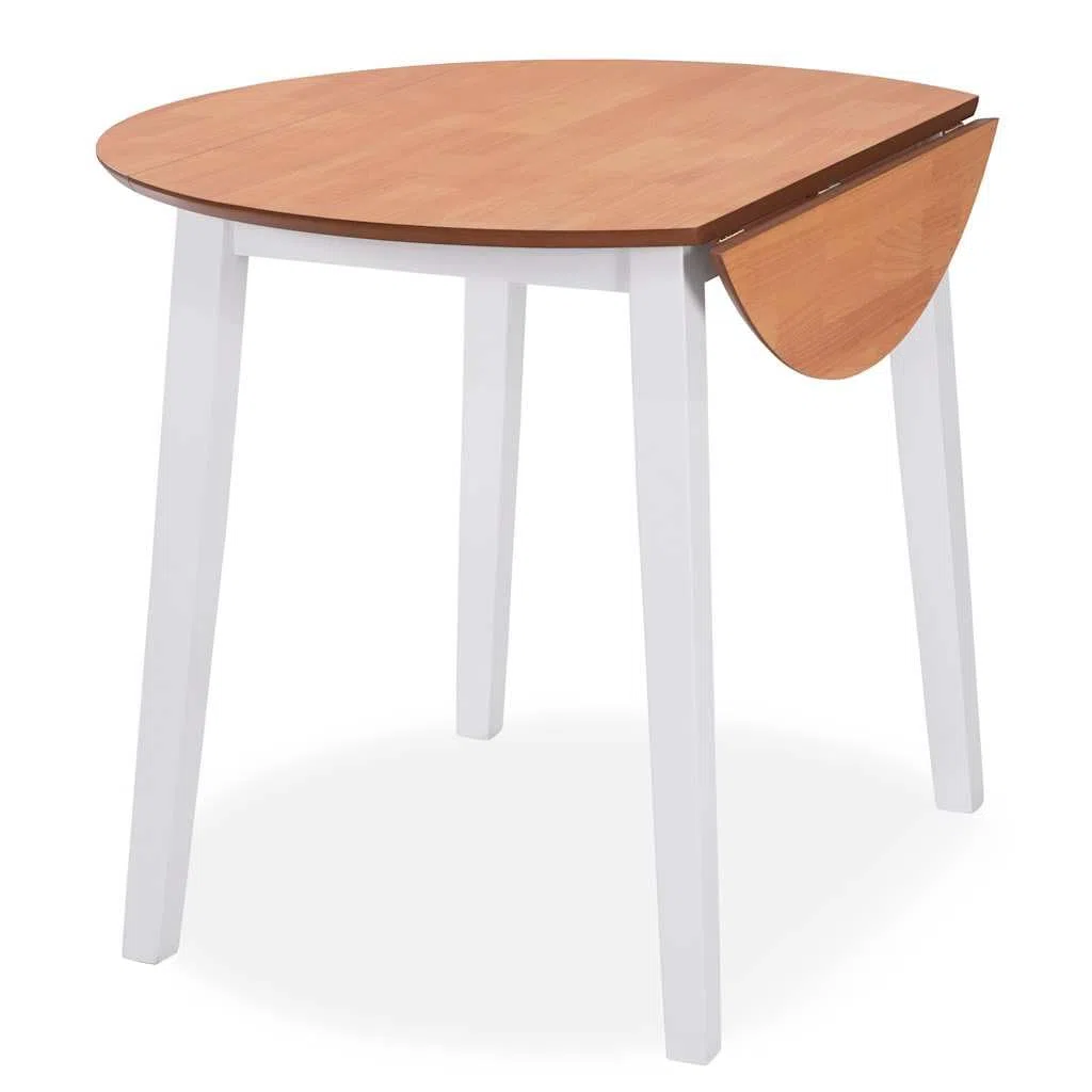 Makastle Ensemble Salle à Manger 3 pcs MDF et Hévéa Blanc