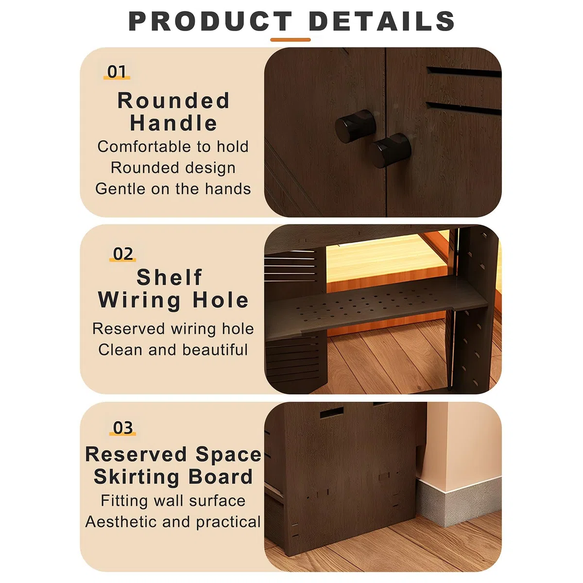 Slish Armoire Sto en bois avec portes et étagères pour salon, chambre à coucher, bureau (50 x 65 x 25 cm)