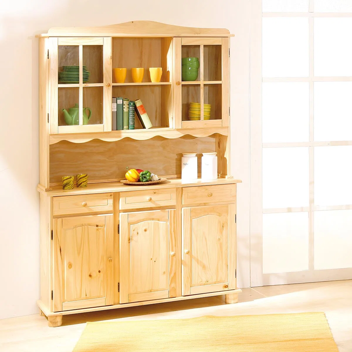 AltoBuy Stan - Buffet Vaisselier 5 Portes 3 Tiroirs Bois Massif
