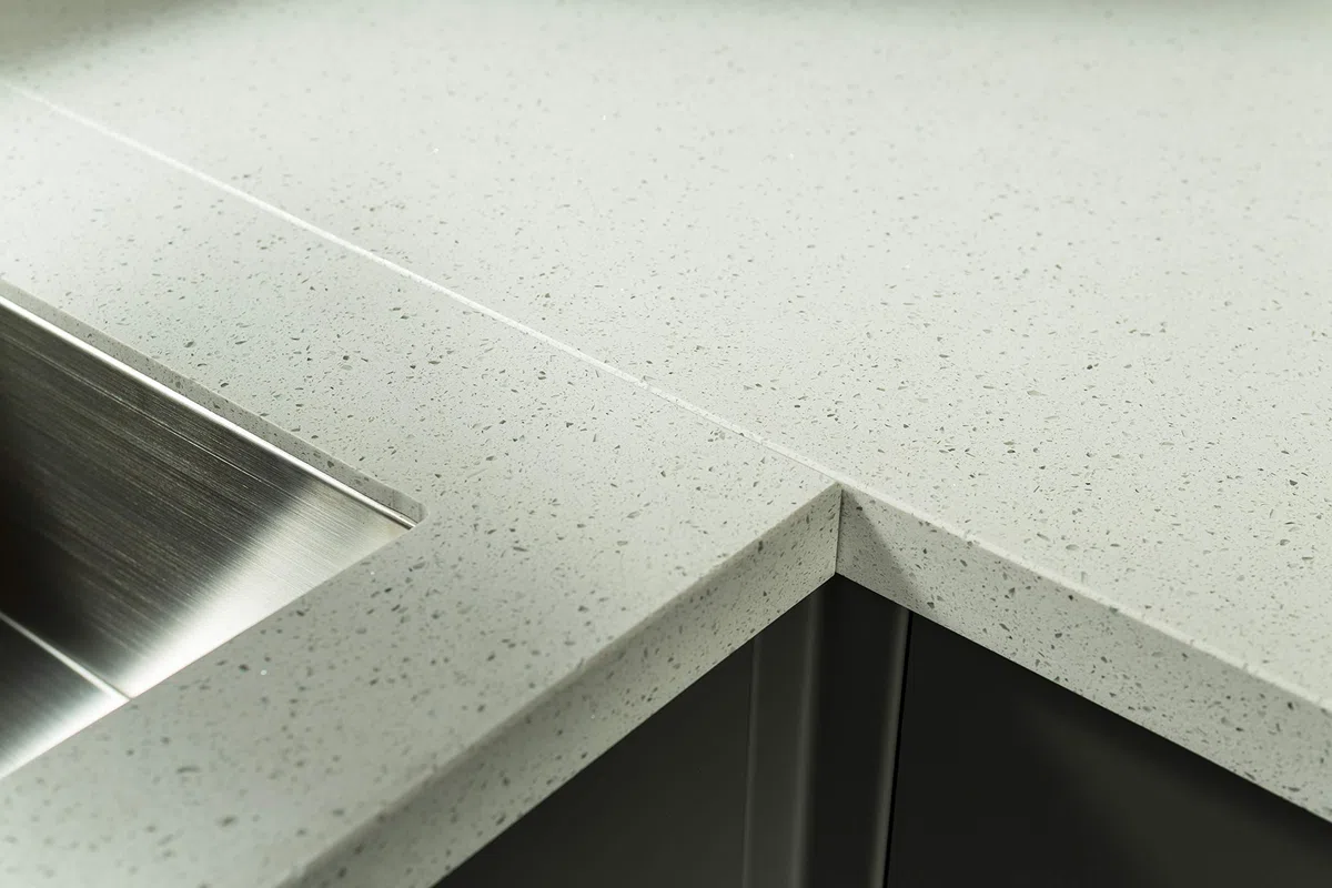 Maxtop Plan de travail de cuisine en quartz 1500 x 600mm Blanc diamant