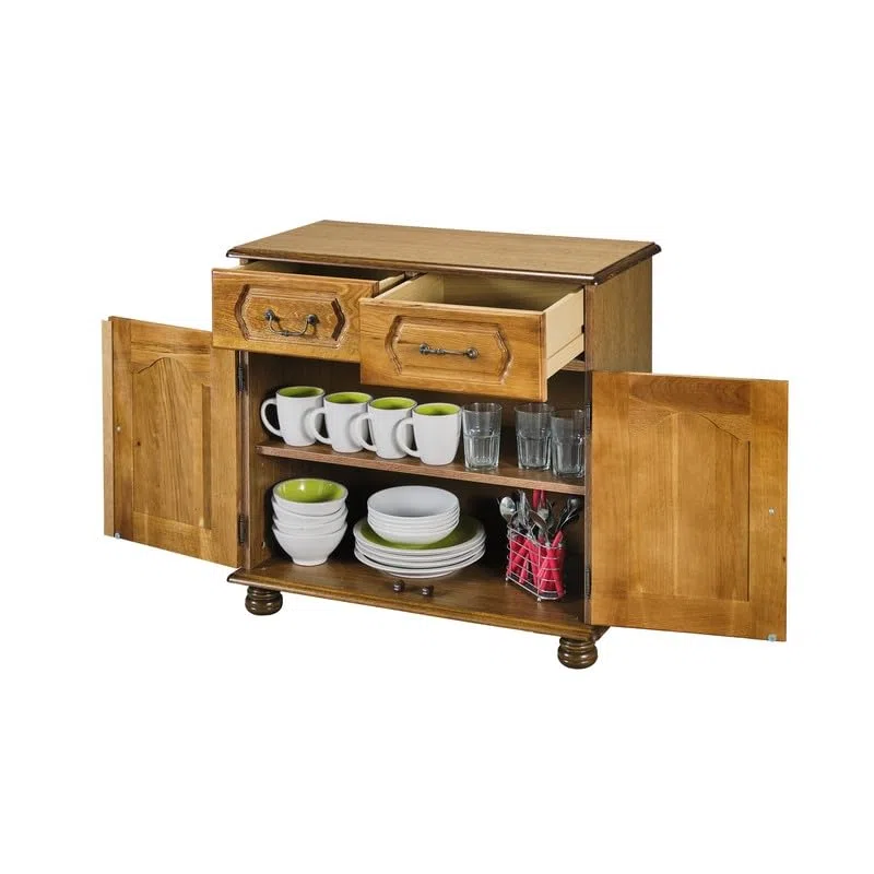 Bahut Chêne Rustique 2 Portes 2 Tiroirs 2 Niches L 82 H 77 P 41 cm