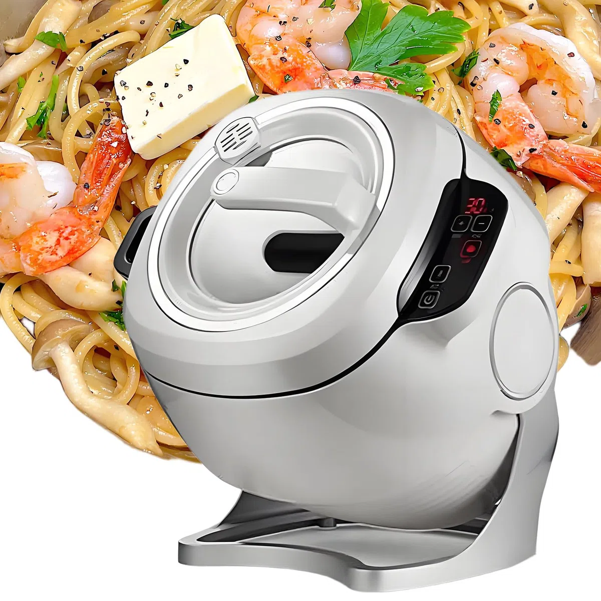 Machine De Cuisson Automatique 2000w, avec Doublure en Acier Inoxydable De 6 L, Peut Pivoter à 360 °, Convient pour Faire Sauter, Mijoter, Cuisiner