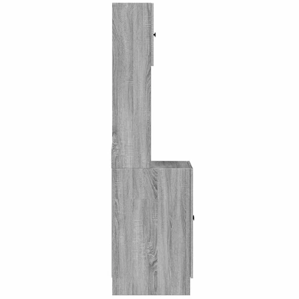 Armoire de cuisine gris sonoma 60 x 50 x 180 cm en bois avec beaucoup d'espace de rangement pour cuisine, salon, garde-manger, salle de bain ou commercial, avec tiroirs, portes et support