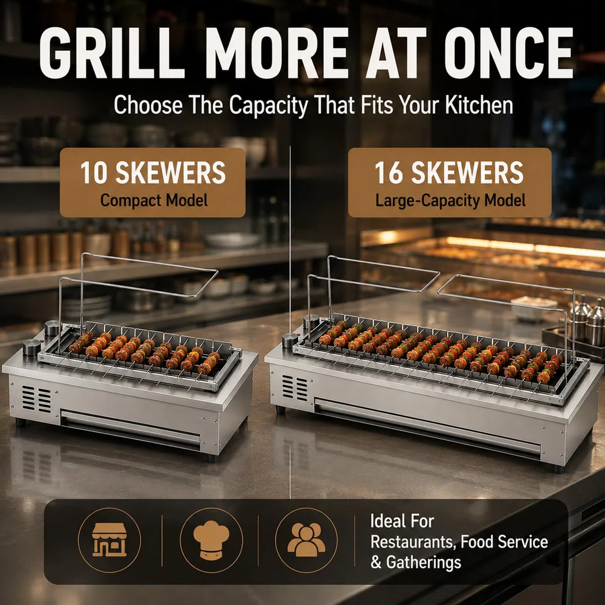 Gril Rotatif Portable, Barbecue en Acier Inoxydable à Retournement 10-Skewers