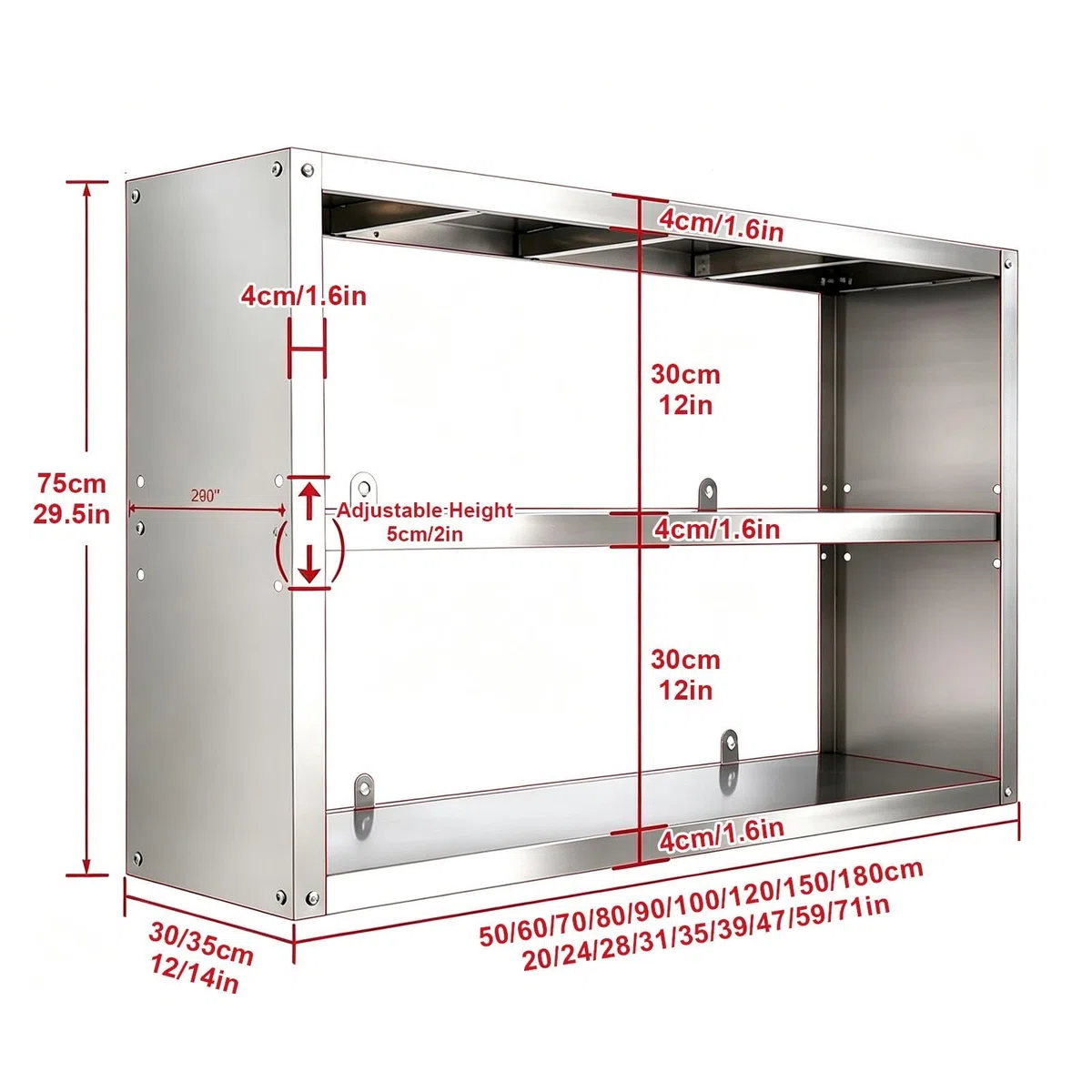 FQMYLTYN Armoire Murale en Acier Inoxydable, Étagère de Cuisine Réglable