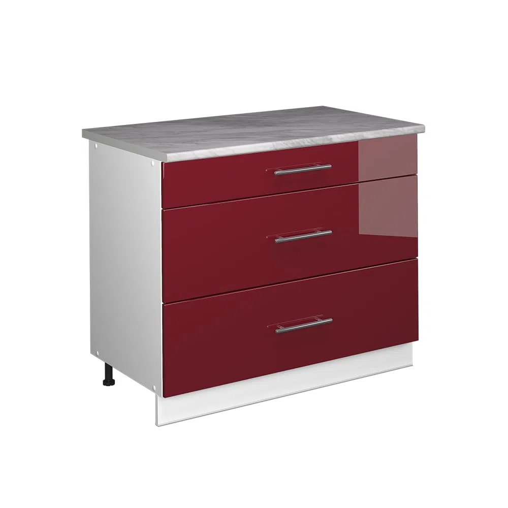Vicco Meuble Cuisine Fame-Line, Bordeaux Brillant/Blanc, 100cm
