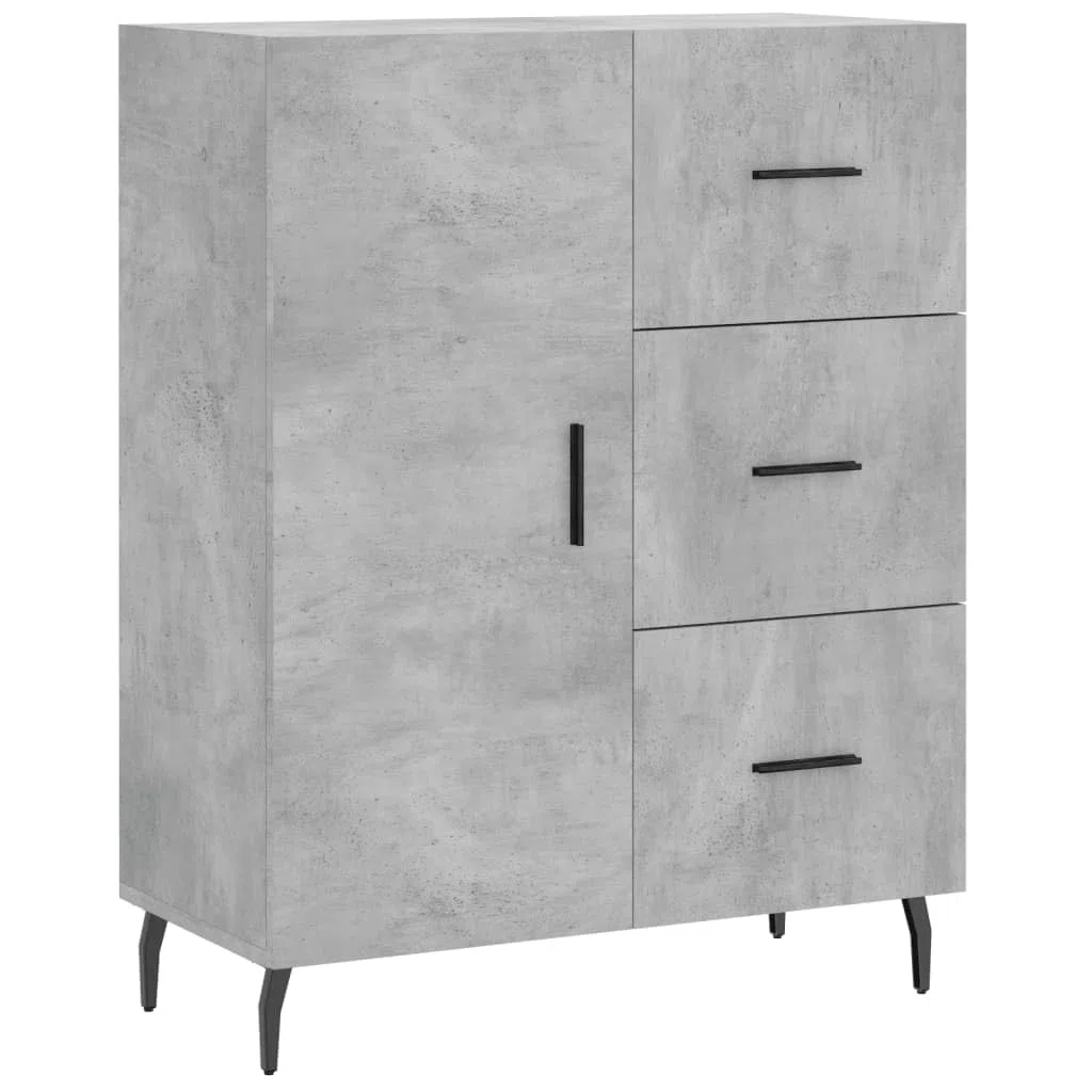 Meuble haut gris béton 69,5 x 34 x 180 cm avec pieds en métal