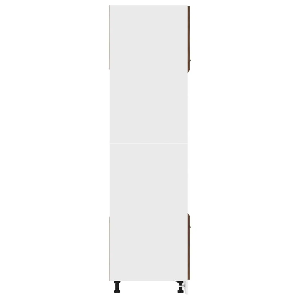 Armoire à micro-ondes Lyon marron aspect chêne 60 x 57 x 207 cm, armoire de cuisine haute avec 4 compartiments, espace de rangement et porte, armoire de rangement pour plan de travail, salle