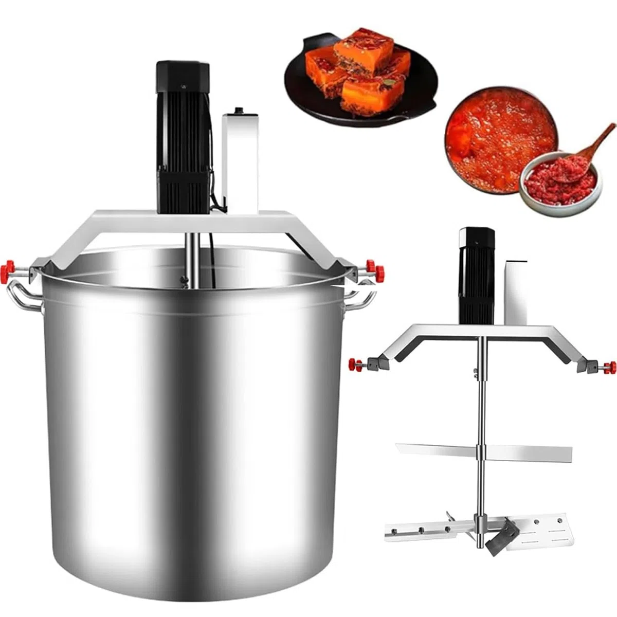 40L/80L Marmite Mélangeuse Automatique INOX - Machine Professionnelle à Sauce avec 4 Lames Racloirs, Cuiseur-Mélangeur pour Soupes, Confitures, Sauces Épices, Porridge & Boissons