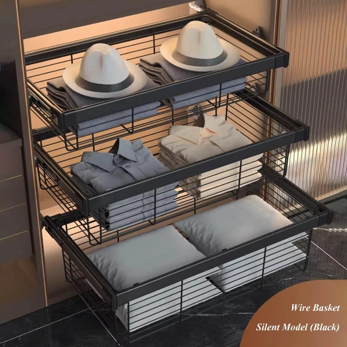 Organiseur de placard coulissant, tiroirs coulissants robustes, étagère de rangement enroulable pour cuisine, salle de bain et chambre à coucher