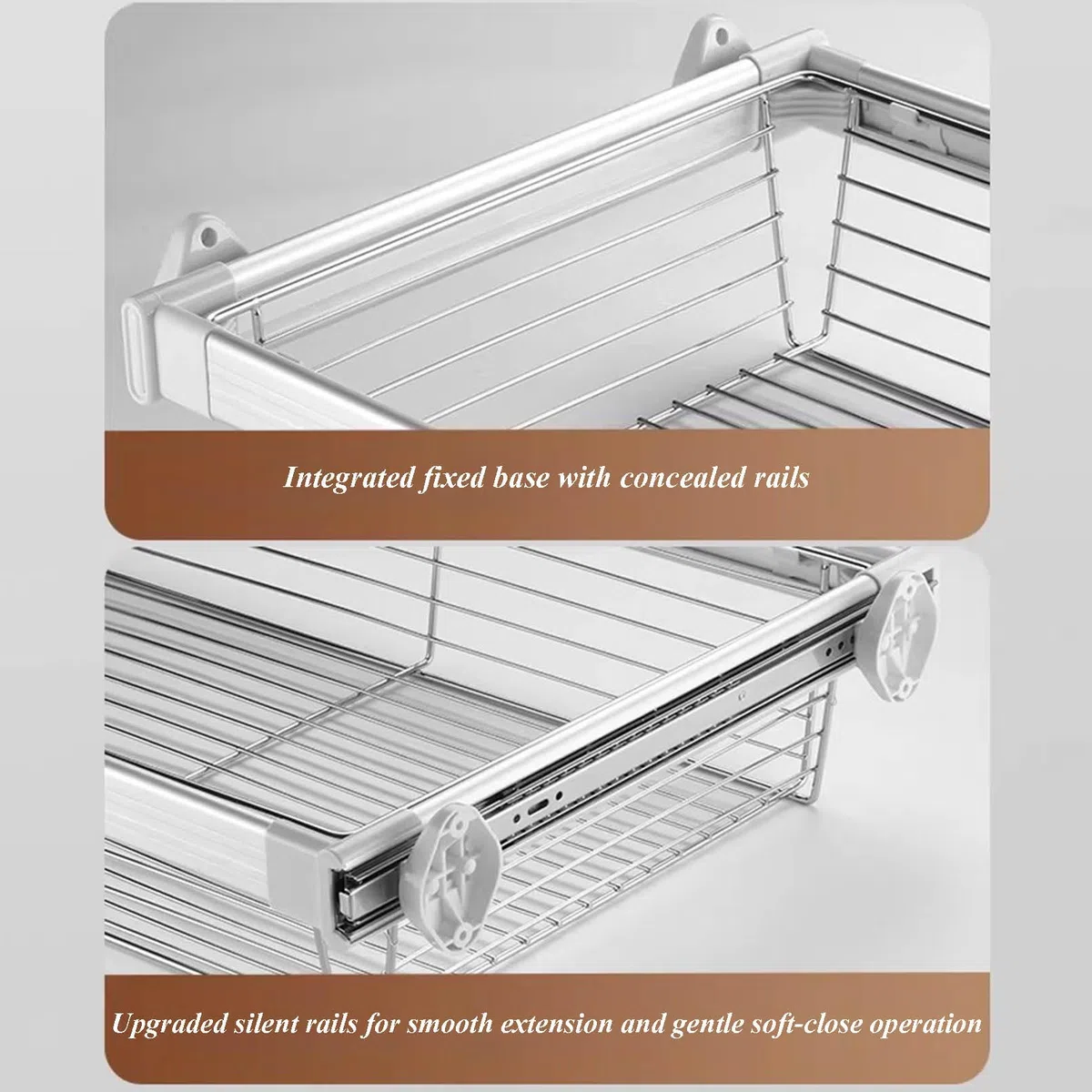 Organiseur de placard coulissant, tiroirs coulissants robustes, étagère de rangement enroulable pour cuisine, salle de bain et chambre à coucher