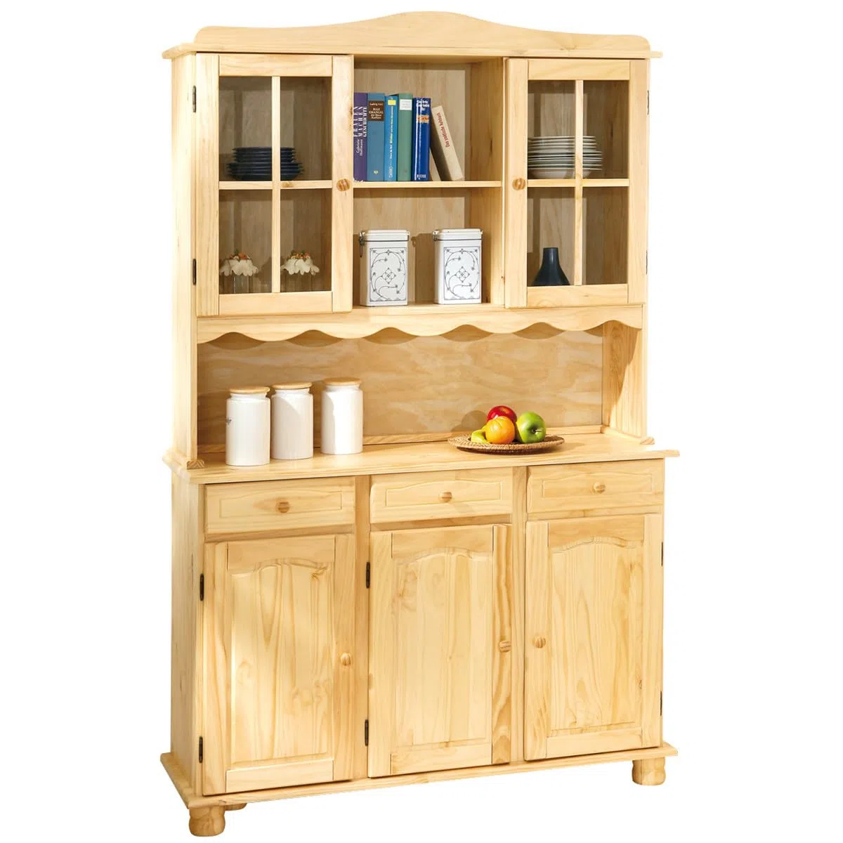 AltoBuy Stan - Buffet Vaisselier 5 Portes 3 Tiroirs Bois Massif