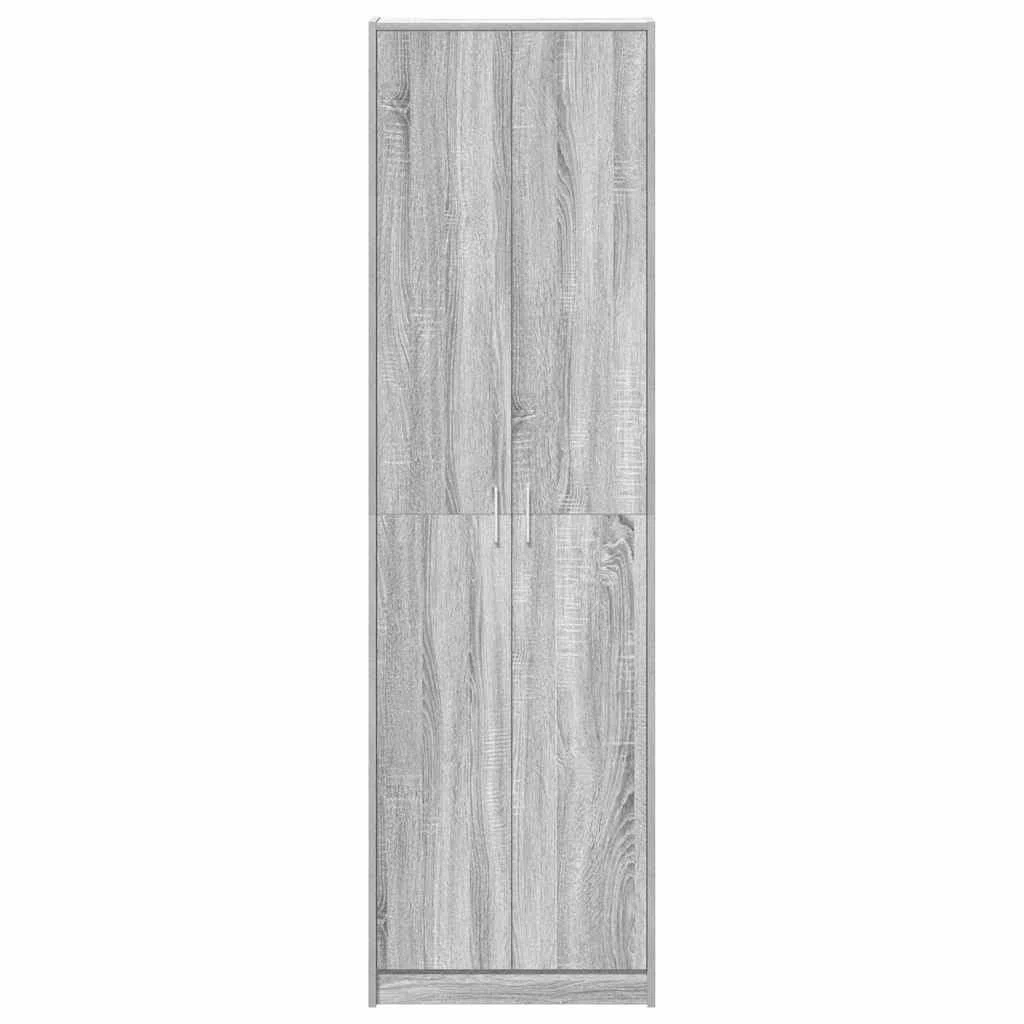 Armoire gris Sonoma 55 x 25 x 189 cm en bois avec 5 étagères, 2 portes, rangement spacieux pour vêtements, garde-robe, manteau et chaussures, armoire de chambre moderne