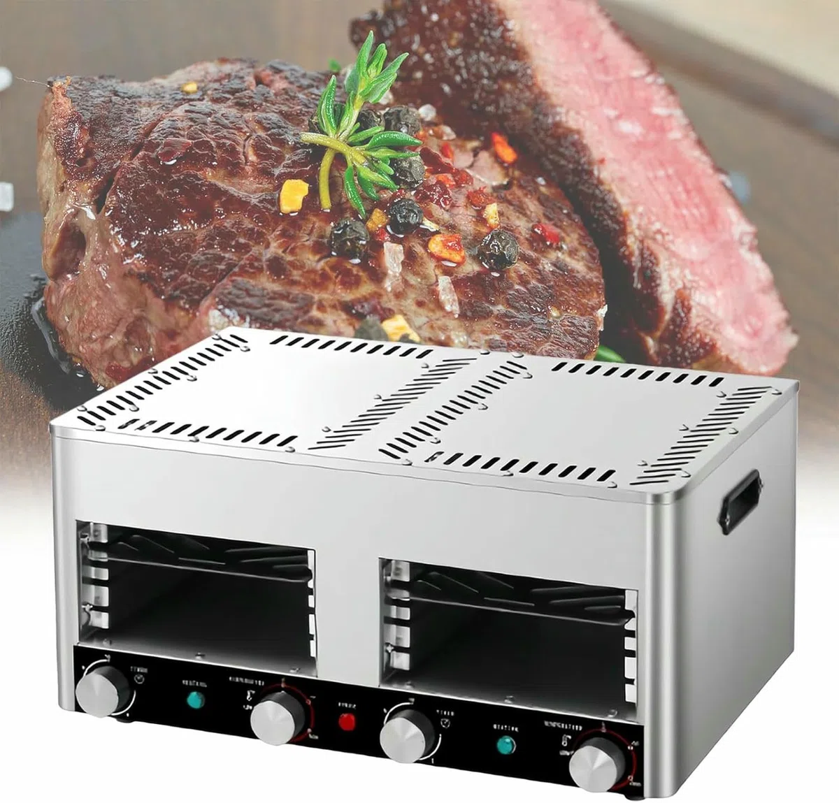Grill à steak électrique, four de comptoir portable pour l'intérieur, barbecue électrique sans fumée, four électrique commercial, pour salle à manger, cuisine (110V)