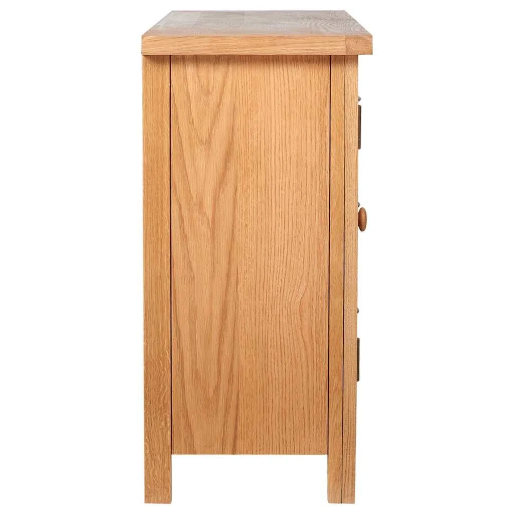Buffet rustique en chêne massif avec 3 tiroirs et 2 compartiments - 110 x 33,5 x 70 cm - Pour salon, salle à manger, couloir - Montage facile