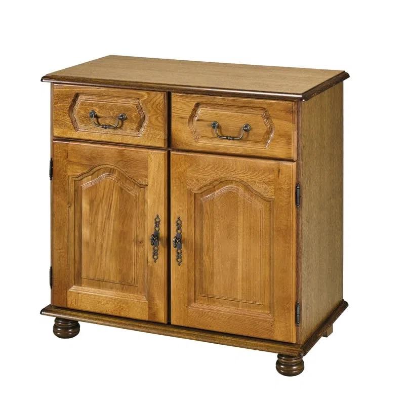 Bahut Chêne Rustique 2 Portes 2 Tiroirs 2 Niches L 82 H 77 P 41 cm