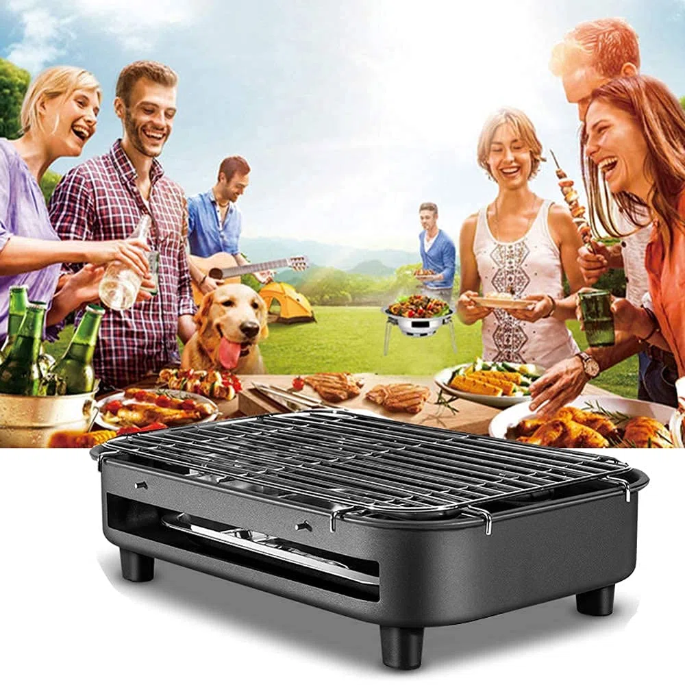 ADITAM Dessus de Table électrique Teppanyaki Grill Plaque chauffante Intérieur/extérieur Cuisinière Grill Table Hot BBQ Plate for Kitchen Dinner Party Camping Festival Cooking Double The Comfort