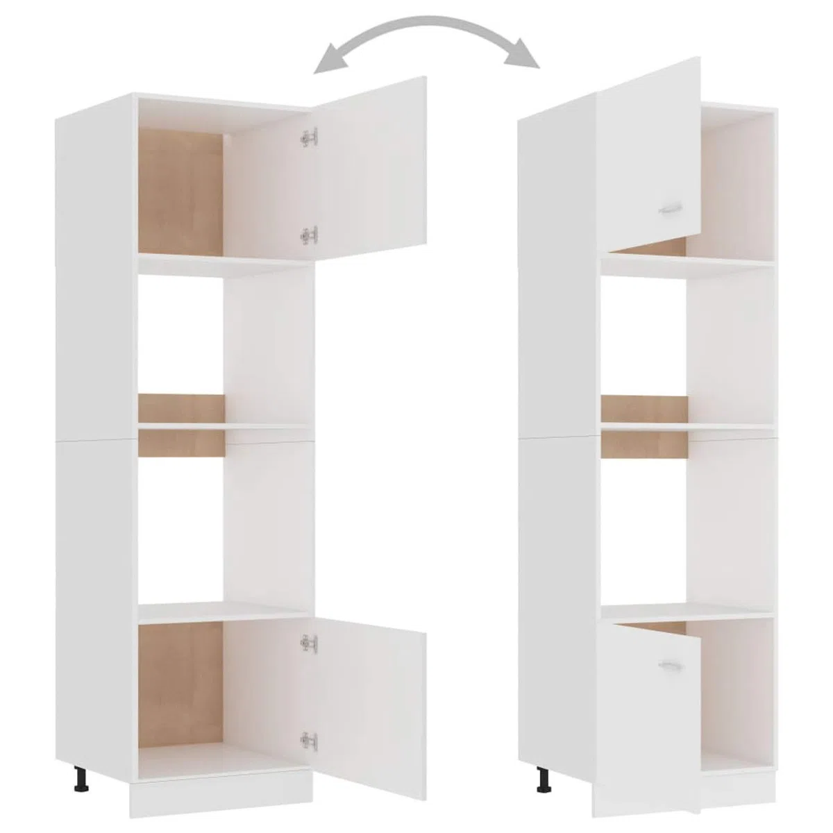 ARKEM Armoire à Micro-Ondes Blanc 60x57x207 cm Aggloméré,Meuble Four Et Micro Ondes,Olonne Four Encastrable