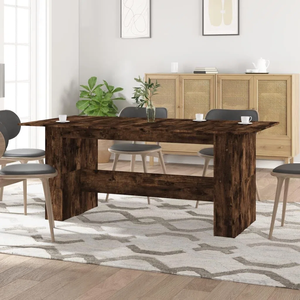 Table à manger en chêne fumé - 180 x 90 x 76 cm - Table de cuisine minimaliste avec plateau de table robuste pour salle à manger et restaurant