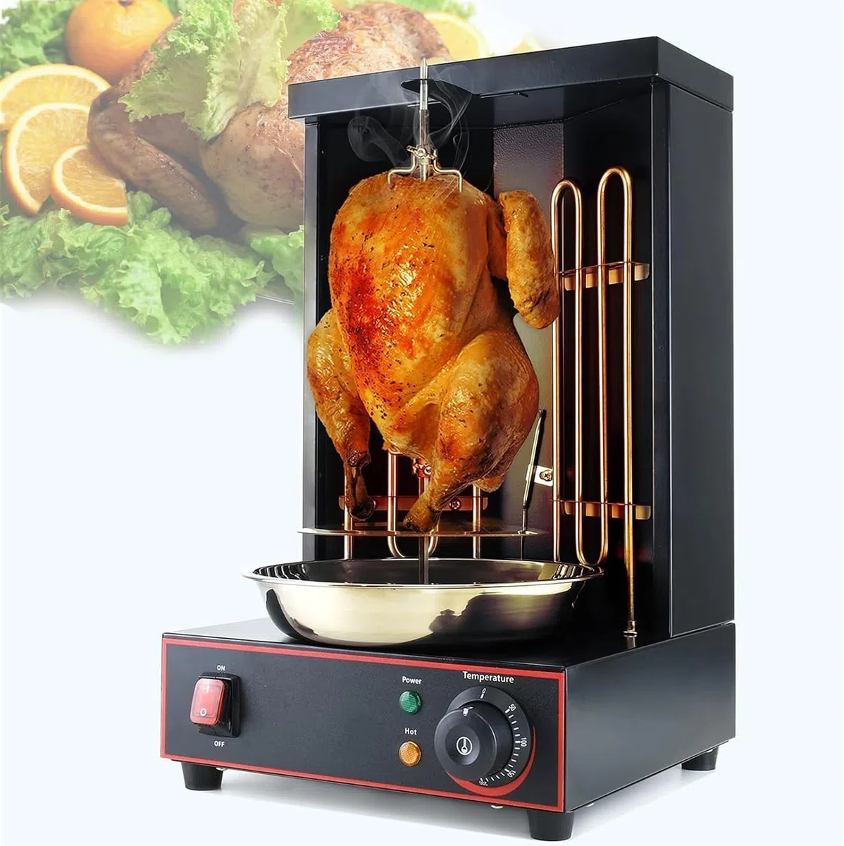 Grill vertical à shawarma, gril électrique rotatif à 360° en acier inoxydable, température réglable de 50° à 300°, la maison et les restaurants