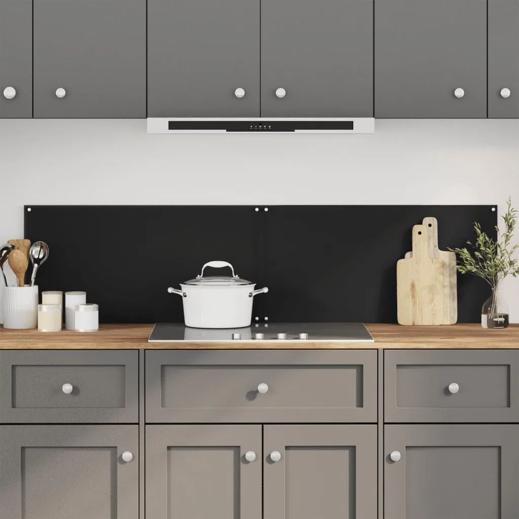 Furniture select-Lot de 2 crédence de cuisine en verre trempé Noir 80 x 60 cm