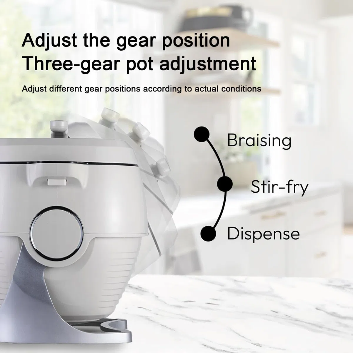 Cuiseur Automatique Portable pour Sautés, 2000 W, 6 L, Démarrage Intelligent en Un Clic, Trois Vitesses Réglables, Rotation Automatique à 360 °, pour Sautés et Ragoûts