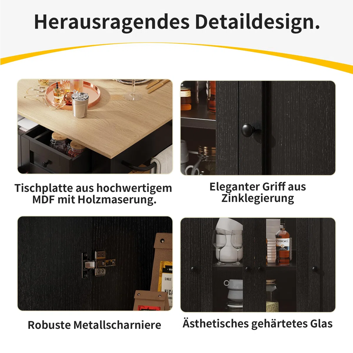 Chariot de cuisine avec roulettes, îlot de cuisine multifonction avec plan de travail, 3 tiroirs, cloisons amovibles, chariot de cuisine avec plan de travail pliable pour cuisine, salle à