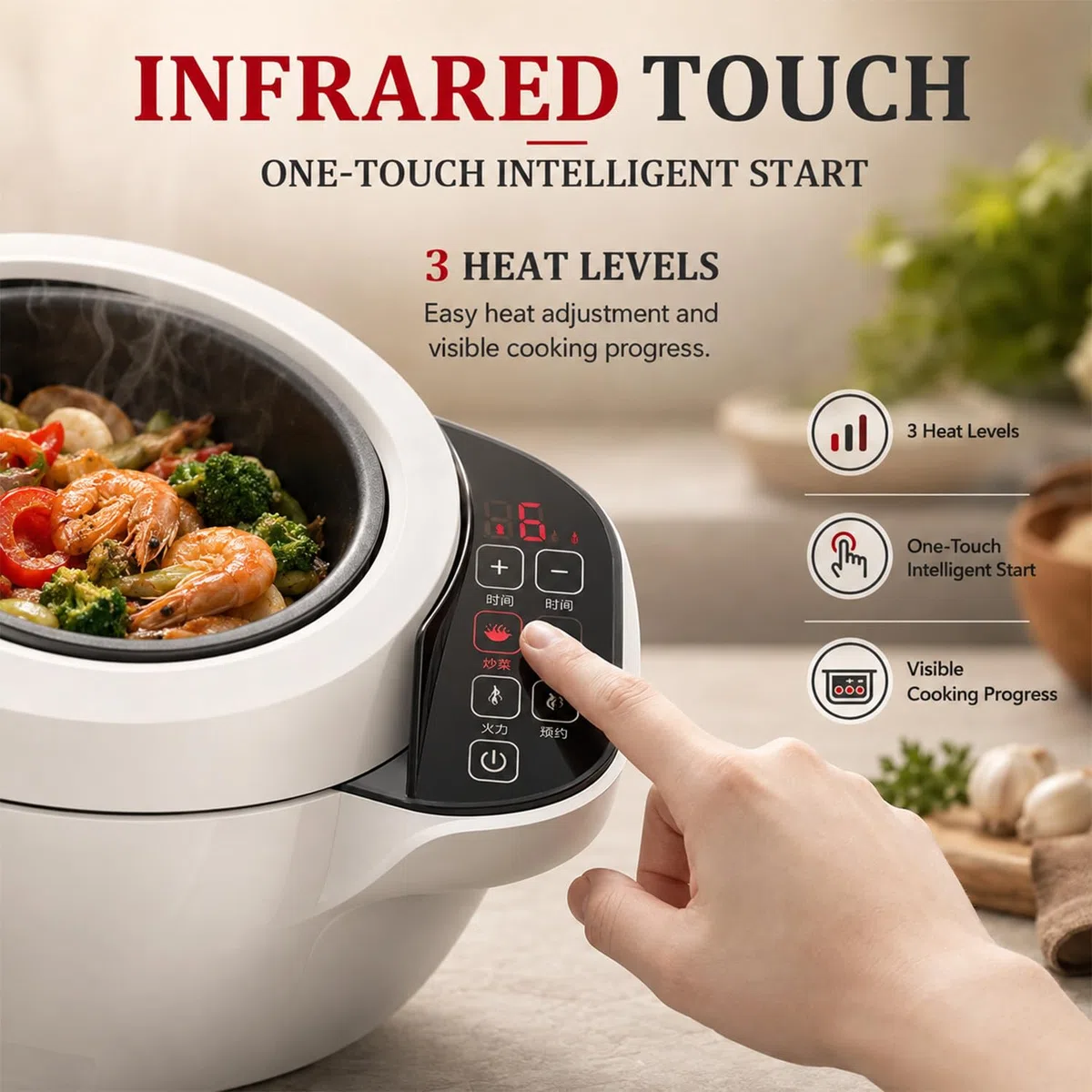 Machine De Chef Multifonctionnelle, Wok électrique Automatique
