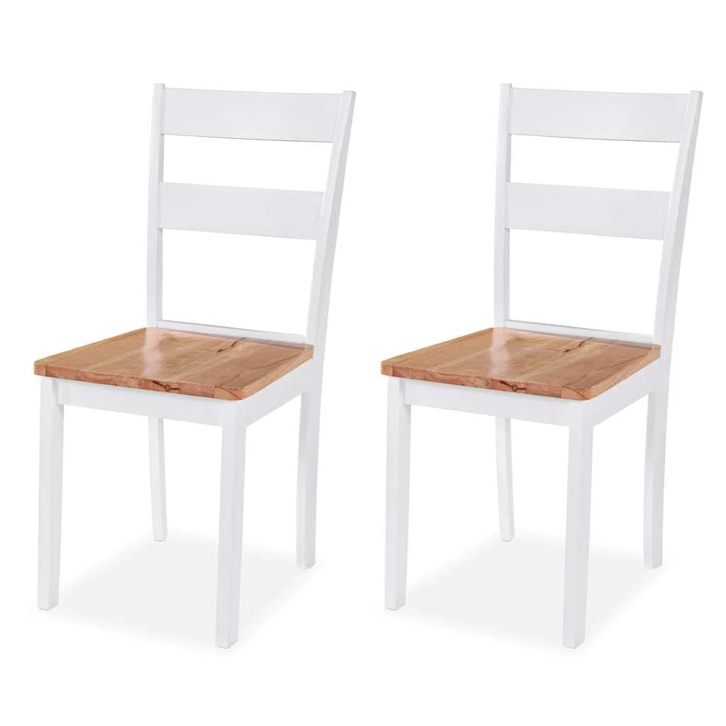 Makastle Ensemble Salle à Manger 3 pcs MDF et Hévéa Blanc