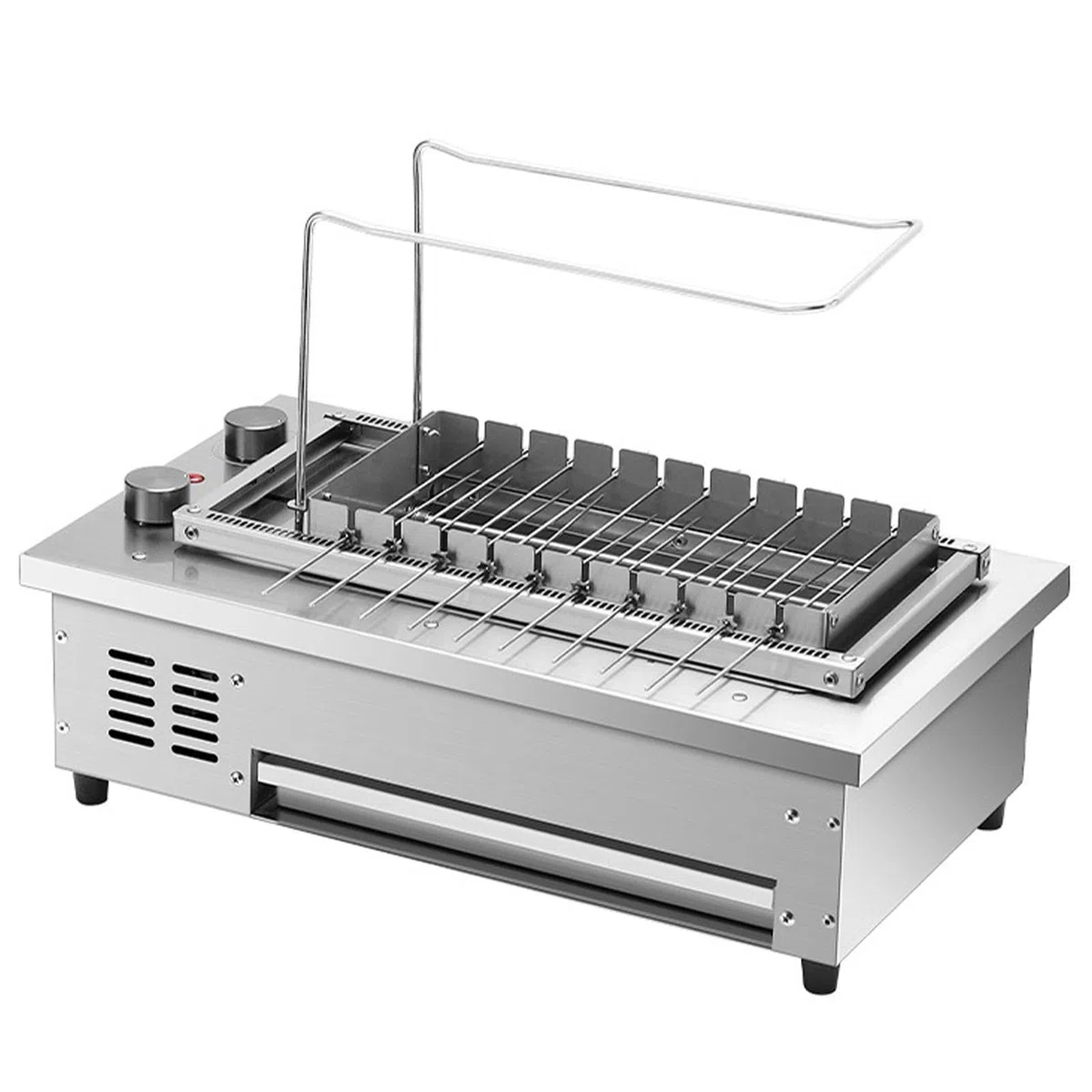 Gril Rotatif Portable, Barbecue en Acier Inoxydable à Retournement 10-Skewers