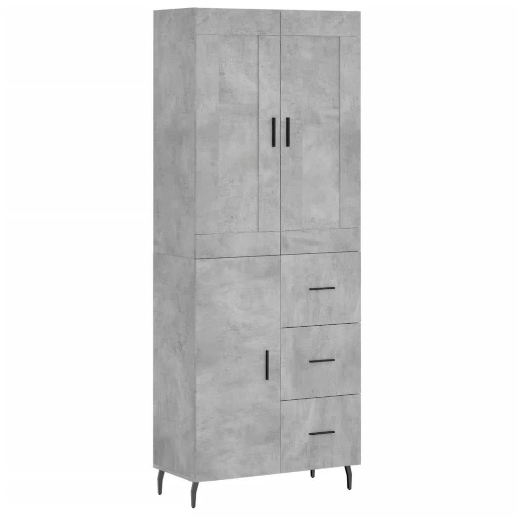 Meuble haut gris béton 69,5 x 34 x 180 cm avec pieds en métal