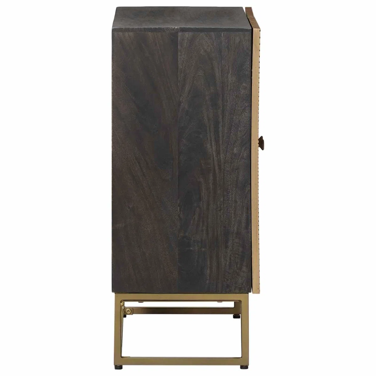 Buffet en laiton 53,5 x 30 x 70 cm Commode avec 2 portes en bois