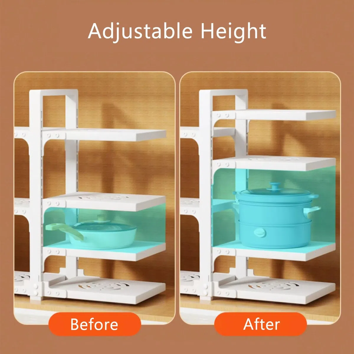 Support de rangement pour casseroles et poêles en acier au carbone pour armoire avec 7 séparateurs réglables, support de casseroles sur pied à l'intérieur de l'armoire, organisateur de casseroles et