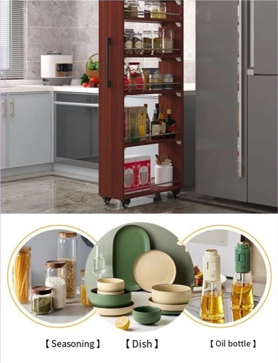 Étagère à épices fine à 7 niveaux avec roulettes – Chariot de rangement étroit de 15 cm pour cuisine – Étagères réglables pour garde-manger et restaurant – Solution de cuisine peu encombrante