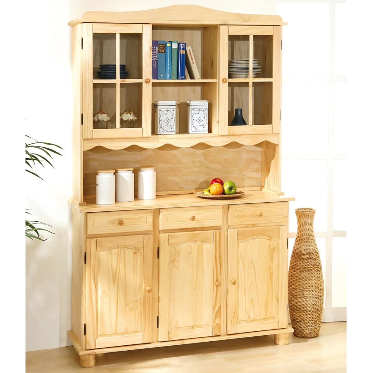 AltoBuy Stan - Buffet Vaisselier 5 Portes 3 Tiroirs Bois Massif