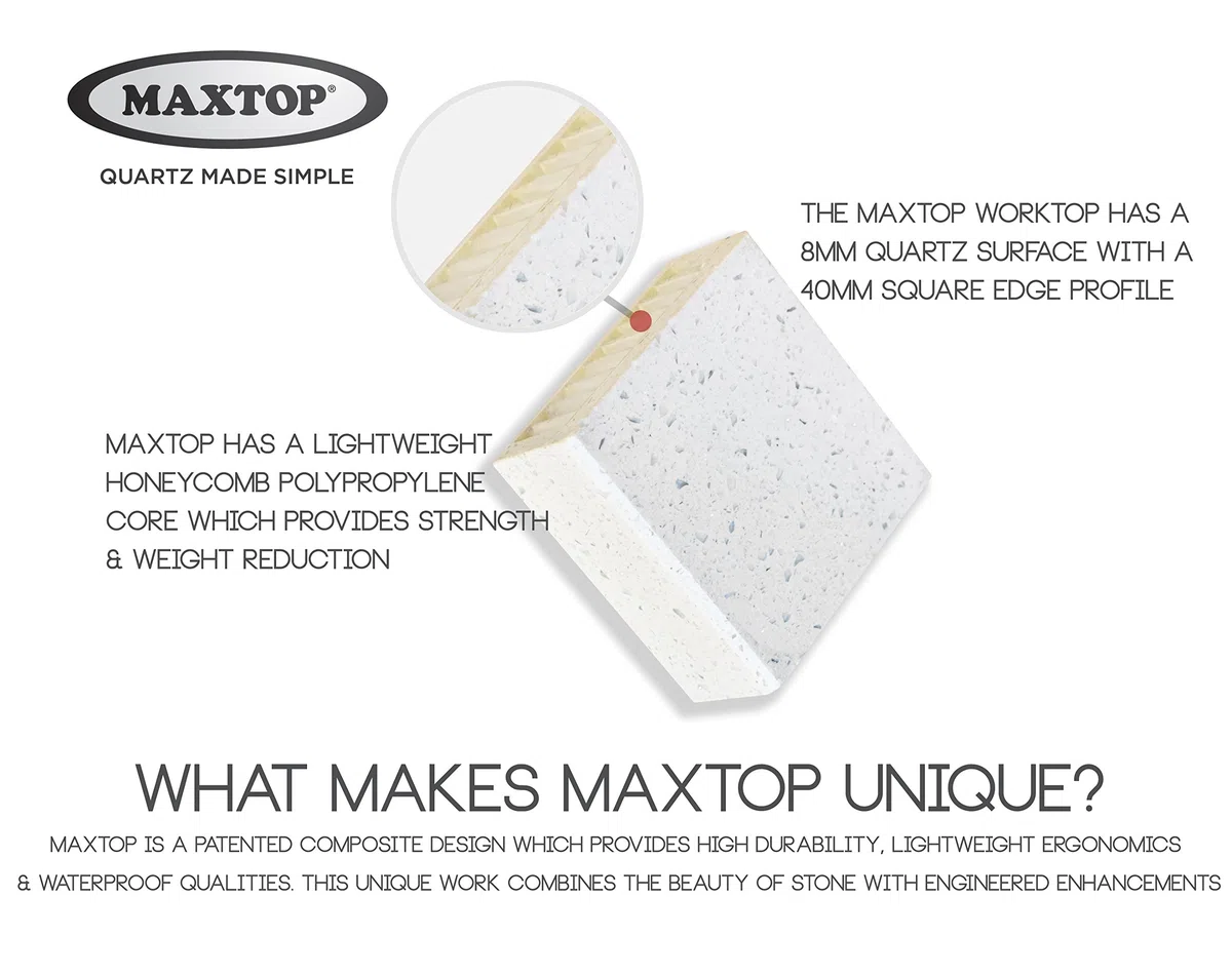 Maxtop Plan de travail de cuisine en quartz 2400 x 600mm Gris étain