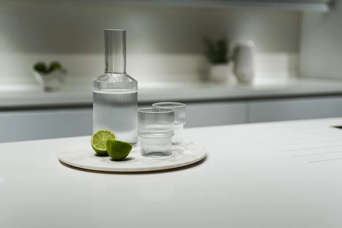 Maxtop Plan de travail de cuisine en quartz 1500 x 600mm blanc pur