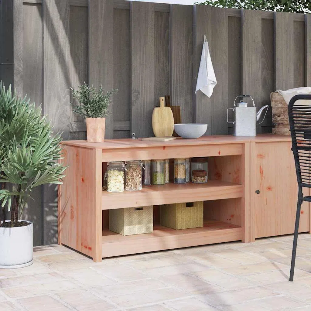 MEPPEL Armoire de cuisine marron aspect chêne en pin massif 106 x 55 x 64 cm avec beaucoup d'espace de rangement, étagères, porte et tiroir pour vaisselle, couverts